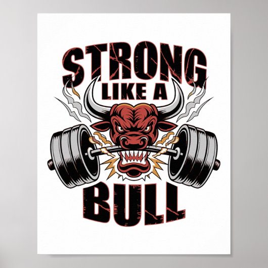 Sterk als een Bull Powerlifting Bodybuilding 5 Poster (Voorkant)