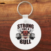 Sterk als een Bull Powerlifting Bodybuilding 5 Sleutelhanger (Voorkant)