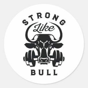 Sterk als een Bull Powerlifting Bodybuilding 6 Ronde Sticker