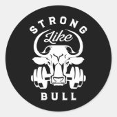 Sterk als een Bull Powerlifting Bodybuilding 7 Ronde Sticker (Voorkant)