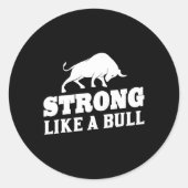Sterk als een Bull Powerlifting Bodybuilding 9 Ronde Sticker (Voorkant)