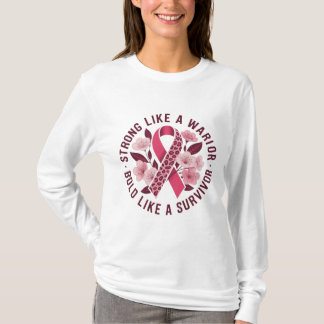 Sterk Als Een Krijger Luipaard Roze Lint Bloemstuk T-shirt
