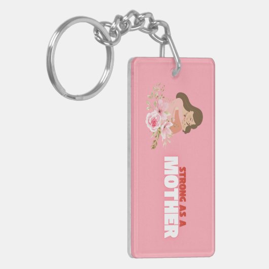 Sterk als een moeder - Mom Floral Sleutelhanger (Voorkant Links)