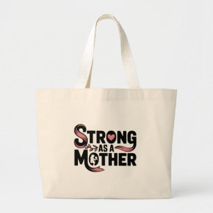 Sterk als een moeder Zwart en Roze moeder met Baby Grote Tote Bag