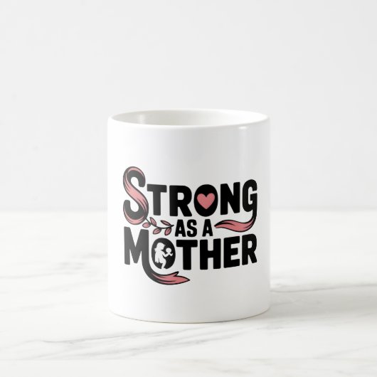 Sterk als een moeder Zwart en Roze moeder met Baby Koffiemok (Center)