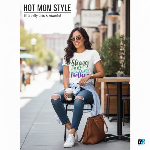 Sterk als een Moeder Zwart Modern Script T-Shirt