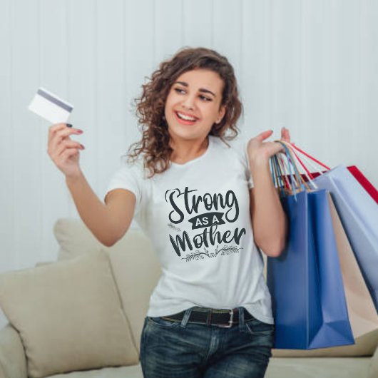 Sterk als een Moeder Zwart Modern Script T-Shirt