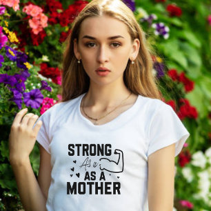 Sterk als een Moeder Zwart Modern Script T-Shirt