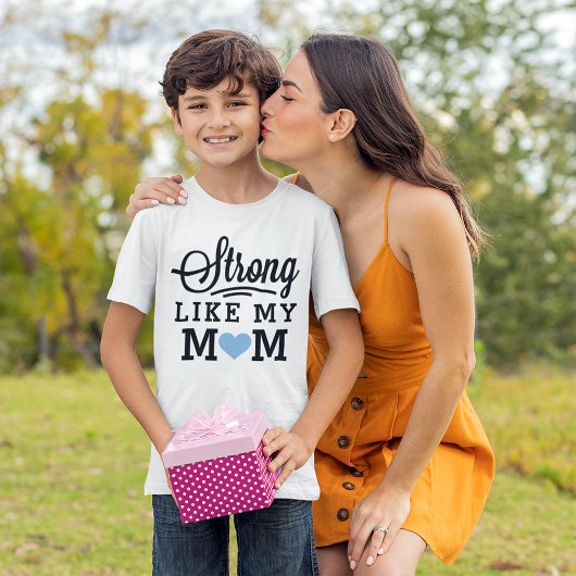 Sterk Als Mijn Moeder Blauwe Hart Kinderen Citaat T-shirt