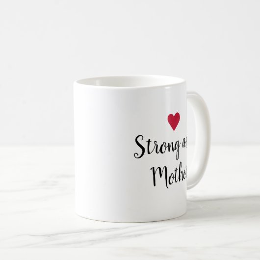 Sterk als moeder rood hart koffiemok (Voorkant rechts)