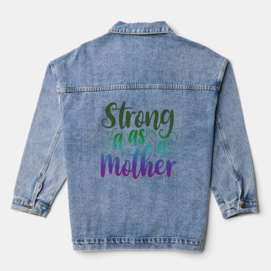 Sterk als Moeder Zwart modern Manuscript Denim Jacket (Achterkant)