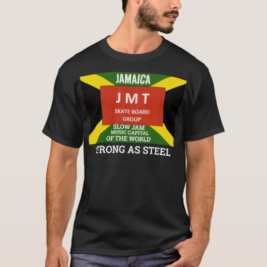 STERK ALS STAAL. Basic donkere T-shirt (Voorkant)