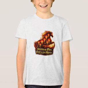 Sterk als Vuur Vrij als het Paard Lantaarn Kunst Tri-Blend Shirt