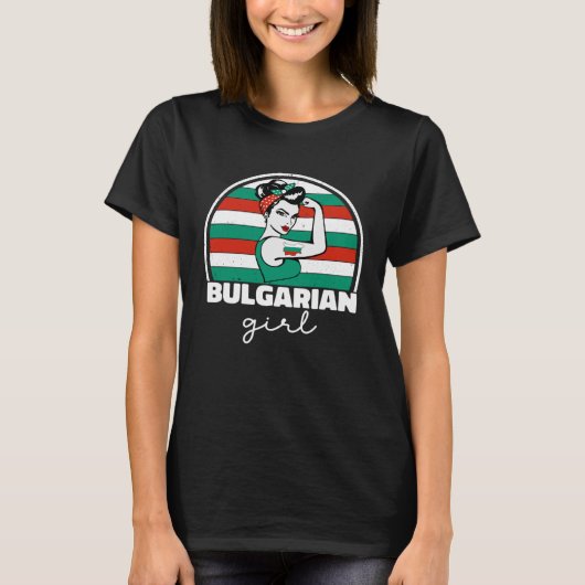 Sterk Bulgaars Meisje Vrouwen Bulgarije Flag Pride T-shirt (Voorkant)