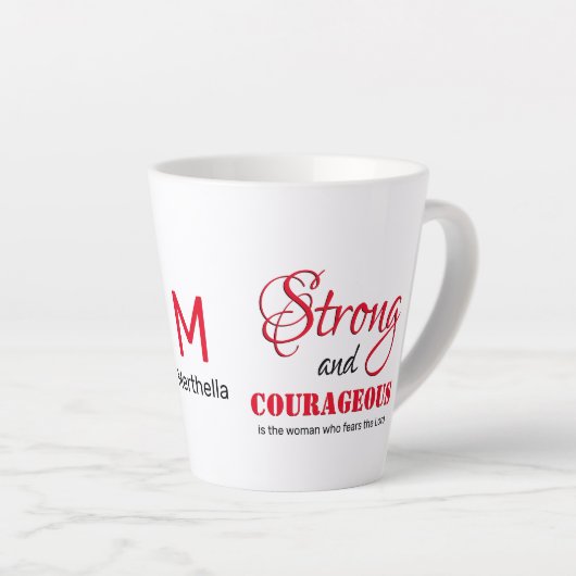 STERK COURAGEOU Christelijk Monogram VROUW Latte Mok (Rechterhoek)