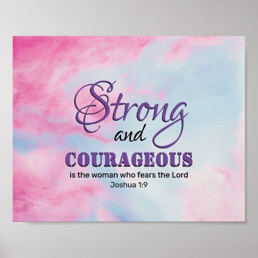 STERK COURAGEOUS Inspirerend Christelijk VROUW Poster (Voorkant)