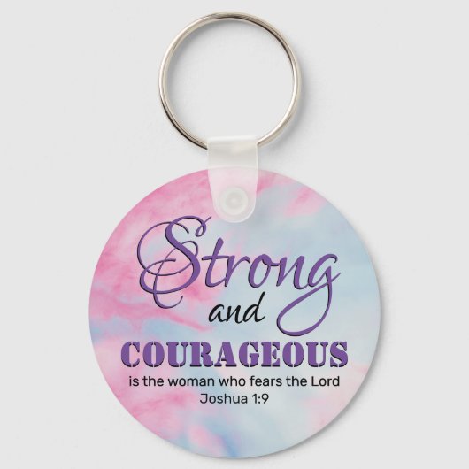 STERK COURAGEOUS Inspirerend Christelijk VROUW Sleutelhanger (Voorkant)