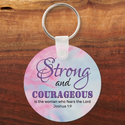 STERK COURAGEOUS Inspirerend Christelijk VROUW Sleutelhanger (Voorkant)