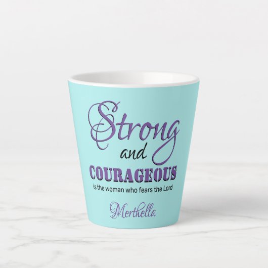 STERK EN COURAGEOUS, speciaal gepersonaliseerd Aqu Latte Mok (Voorkant)