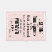 Sterk en moedig (Joshua) roze/zwart zijn Fleece Deken (Voorkant (Horizontaal))