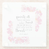 Sterk en moedig roze platte Bijbel Glazen Onderzetter (Achterkant)