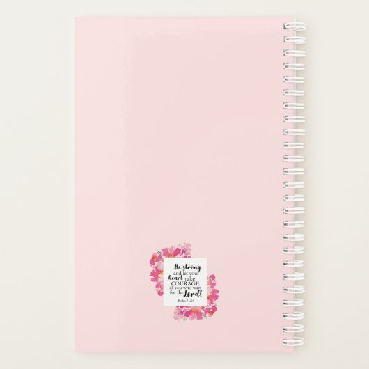 Sterk en moedig roze platte Bijbel Planner (Achterkant)