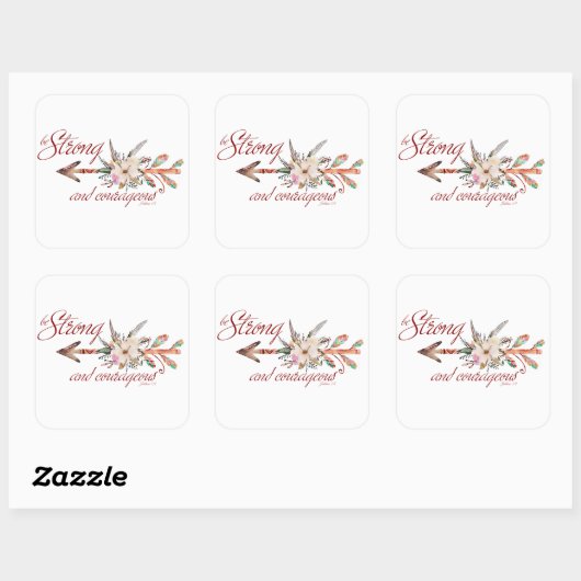 Sterk en moedig vierkante sticker (Vel)