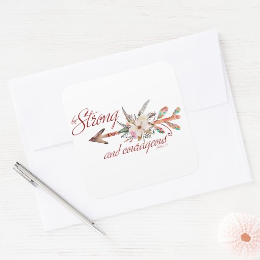 Sterk en moedig vierkante sticker (Envelop)