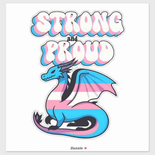 Sterk en trots - Transgender Pride Dragon Sticker (Vel)
