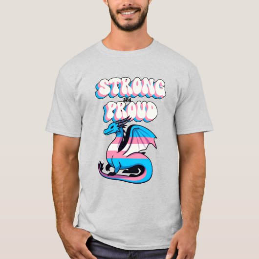 Sterk en trots - Transgender Pride Dragon T-shirt (Voorkant)