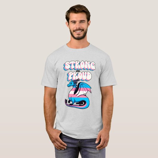Sterk en trots - Transgender Pride Dragon T-shirt (Voorkant volledig)