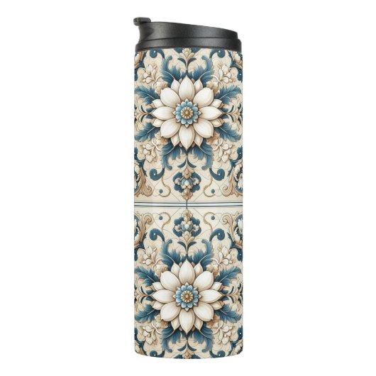 Sterk gedecoreerde bloementrommel thermosbeker (Geroteerd rechts)