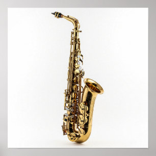 Sterk gepolijste saxofoon poster