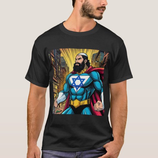 Sterk joods man - Superheld Israel strijder T-shirt (Voorkant)