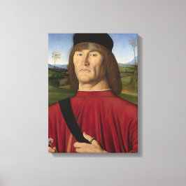 Sterk Man met een roze anjer (renaissance Art) Canvas Afdruk