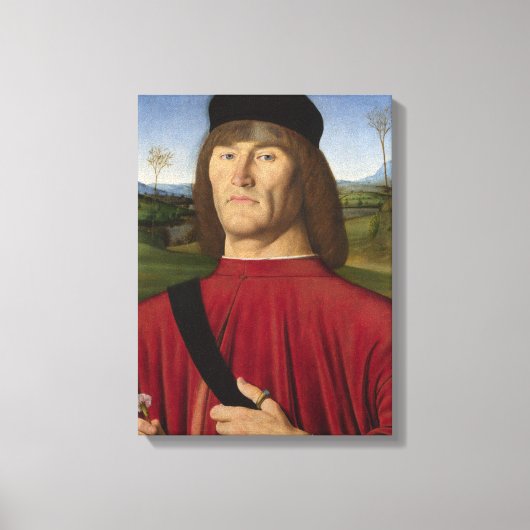 Sterk Man met een roze anjer (renaissance Art) Canvas Afdruk (Voorkant)