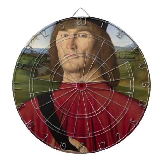 Sterk Man met een roze anjer (renaissance Art) Dartbord (Voorkant)