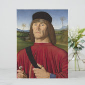 Sterk Man met een roze anjer (renaissance Art) Kaart (Staand voorkant)