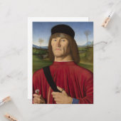 Sterk Man met een roze anjer (renaissance Art) Kaart (Voorkant / Achterkant in situ)