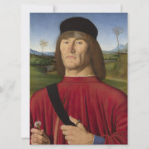 Sterk Man met een roze anjer (renaissance Art)