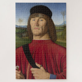 Sterk Man met een roze anjer (renaissance Art) Legpuzzel