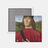 Sterk Man met een roze anjer (renaissance Art) Magneet (Voorkant / Achterkant)