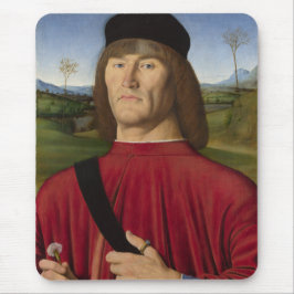 Sterk Man met een roze anjer (renaissance Art) Muismat