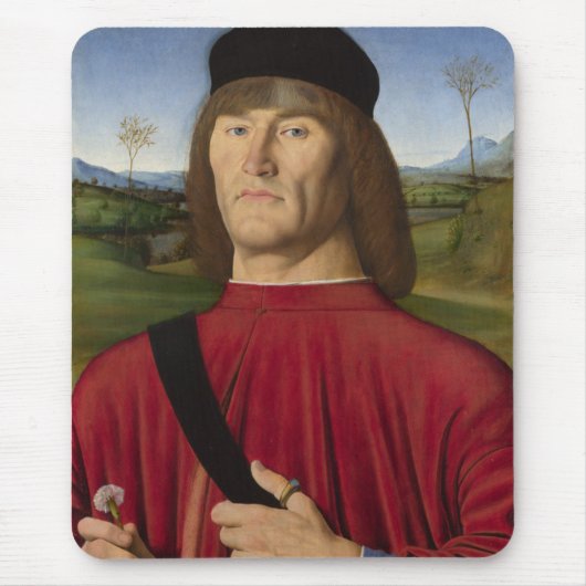 Sterk Man met een roze anjer (renaissance Art) Muismat (Voorkant)