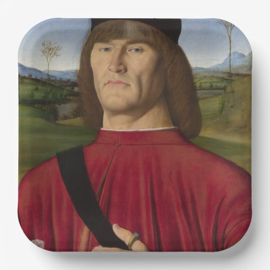 Sterk Man met een roze anjer (renaissance Art) Papieren Bordje (Voorkant)