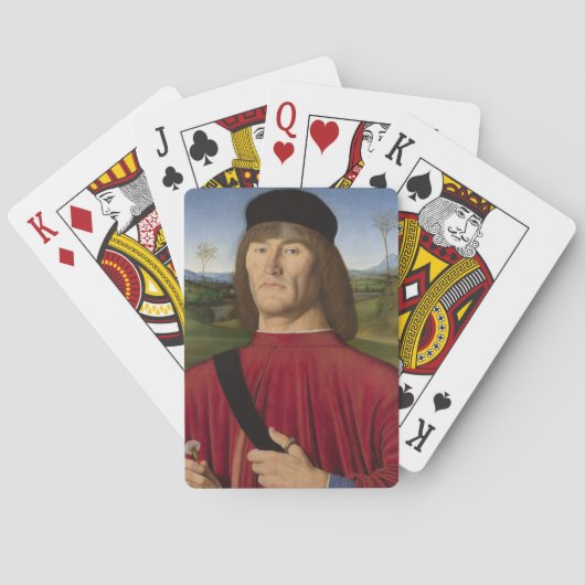 Sterk Man met een roze anjer (renaissance Art) Pokerkaarten (Achterkant)