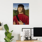 Sterk Man met een roze anjer (renaissance Art) Poster (Thuiskantoor)