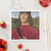 Sterk Man met een roze anjer (renaissance Art) Servet (Insitu)