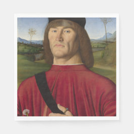 Sterk Man met een roze anjer (renaissance Art) Servet