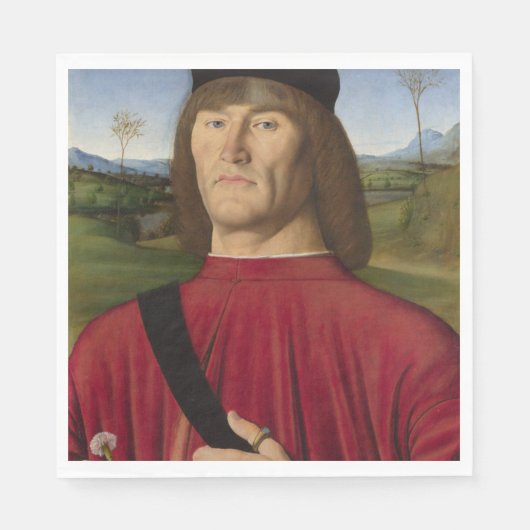 Sterk Man met een roze anjer (renaissance Art) Servet (Voorkant)